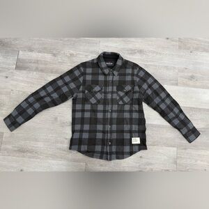 American Giant Redwood Overshirt Plaid Snap Shirt Fleece Line Men Medium